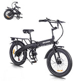 Folding 20′′ x 3.0 Fat-Tire Electric Bike for Adults with 374.4Wh Battery, 20MPH Cargo E-Bike, LCD Color Display and 6-Speed Gears, Fits Riders 50+