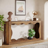 Tribesigns 63-Inch Farmhouse Console Table in Brown, Featuring Storage for Entryways, Hallways, Living Rooms, or Behind the Sofa