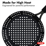 OXO Obsidian 12-Inch Carbon Steel Wok Pan, Pre-Seasoned with Removable Silicone Handle Holder, Induction and Oven Safe, Black