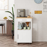 Shintenchi Rolling Kitchen Island Cart with Large Worktop, Cabinet Storage, Drawers, Towel Rack and Wheeled Side-Table Design, White