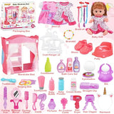 25-Piece Baby Doll Care Playset with 14 Doll Toys, Cradle, High Chair, Milk Bottle, Pacifier and Diaper for Girls and Boys Ages 3, 4, 5, 6+