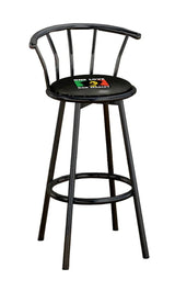 The Furniture King 29-Inch Black Metal Bar Stool with Music-Themed Bob Marley Decal
