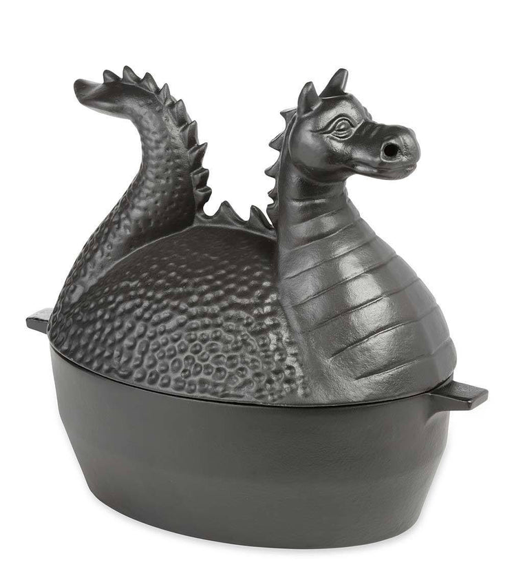 Black Cast-Iron Dragon Steamer for Woodstoves