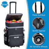 72-Can Rolling Soft Cooler with Wheels and Handle, Leakproof Insulated Collapsible Bag for Beach, Camping, Patio and Travel