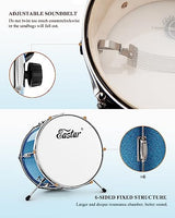 Eastar 3-Piece Kids Drum Set with 14-Inch Bass Drum, Adjustable Throne, Cymbal, Pedal, and 2 Pairs of Drumsticks, Metallic Sky Blue