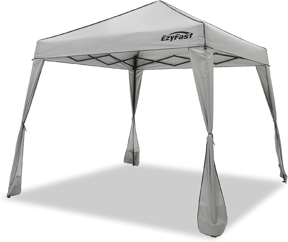 EzyFast Elegant 6 x 6-Foot Pop-Up Beach Shelter in Khaki, Compact Portable Canopy with 7.5 x 7.5 ft Base for Camping, Hiking, Fishing and Picnics