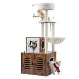 VEVOR 55.12-Inch Cat Tower with Enclosed Litter Box, Multi-Level Condo Design, Perches, Sisal Scratching Posts, and Hammock for Indoor Cats