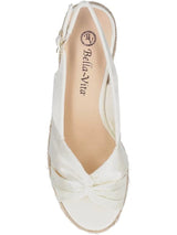BELLA VITA Womens Kimora Espadrille Wedge Shoes, White Padded Round-Toe Design with Buckle, Size 10 M
