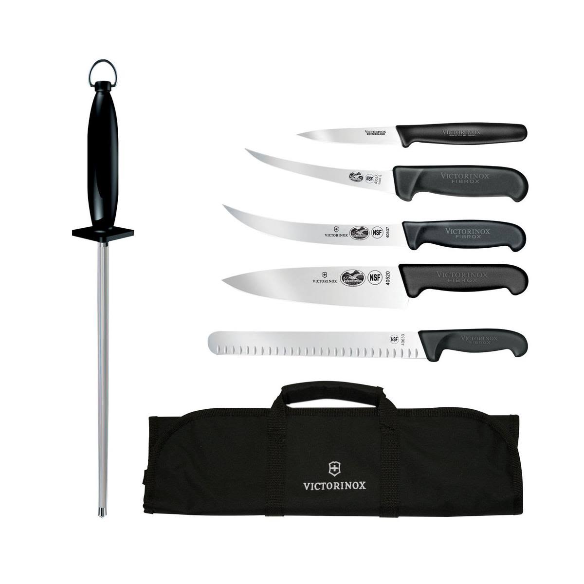 Victorinox Fibrox Pro Competition BBQ Set, 7-Piece Natural and Black