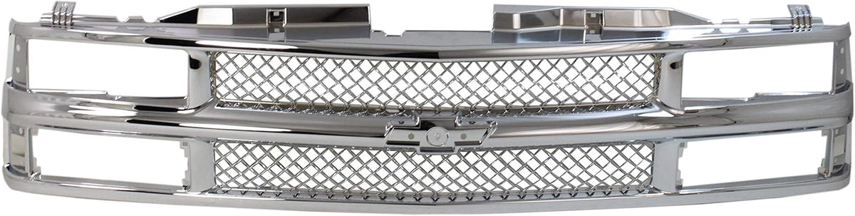 Garage-Pro Chrome Grille Assembly Compatible with 1994-2000 Chevrolet C/K Full-Size Pickup and 1994-1999 Suburban, Mesh Insert with Dual/Composite Headlights