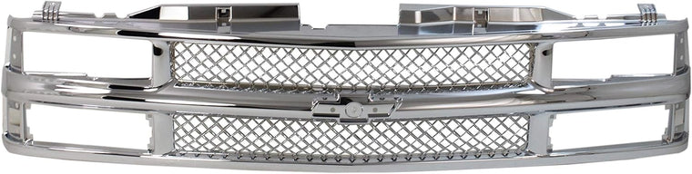 Garage-Pro Chrome Grille Assembly Compatible with 1994-2000 Chevrolet C/K Full-Size Pickup and 1994-1999 Suburban, Mesh Insert with Dual/Composite Headlights