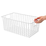 3-Piece Pearl White Freezer Basket Set with Handles, Wire Storage Organizers for Chest and Upright Freezers, Refrigerator Divider Containers