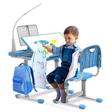BELANITAS Adjustable Kids Study Desk and Chair Set in Green, Featuring a 40-Degree Tilt Desktop for Ages 5-12