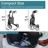 ELENKER Compact 3-Wheel Rollator Walker with 10?? Wheels, Narrow Folding Design for Small Spaces, Travel Mobility Aid for Seniors, Blue