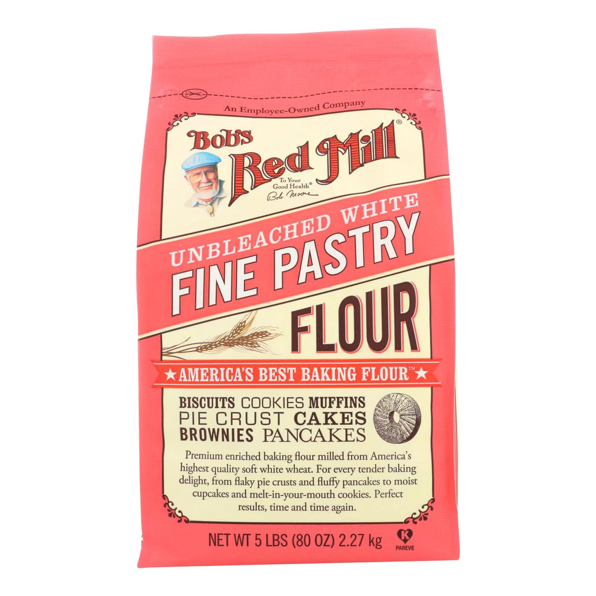 Bob’s Red Mill Unbleached White Fine Pastry Flour, 5 lb Case of 4