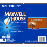 Maxwell House 100% Arabica Medium House Blend K-Cup Coffee Pods, 100 Pods, 31 oz