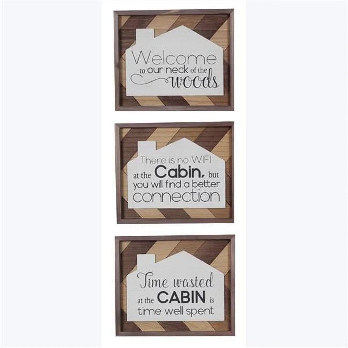 3-Piece Wood Lodge Cabin Wall Sign Set, Assorted Color