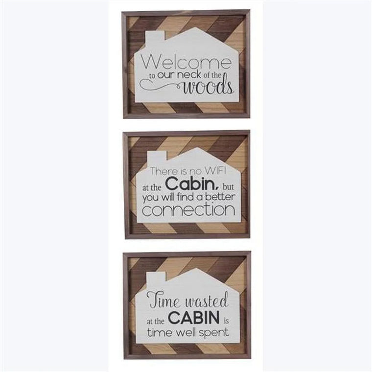 3-Piece Wood Lodge Cabin Wall Sign Set, Assorted Color