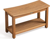 HDPS Waterproof Shower Bench with Adjustable Feet, Non-Slip Poly Lumber Bathroom Seat & Footrest for Shaving Legs, Brown