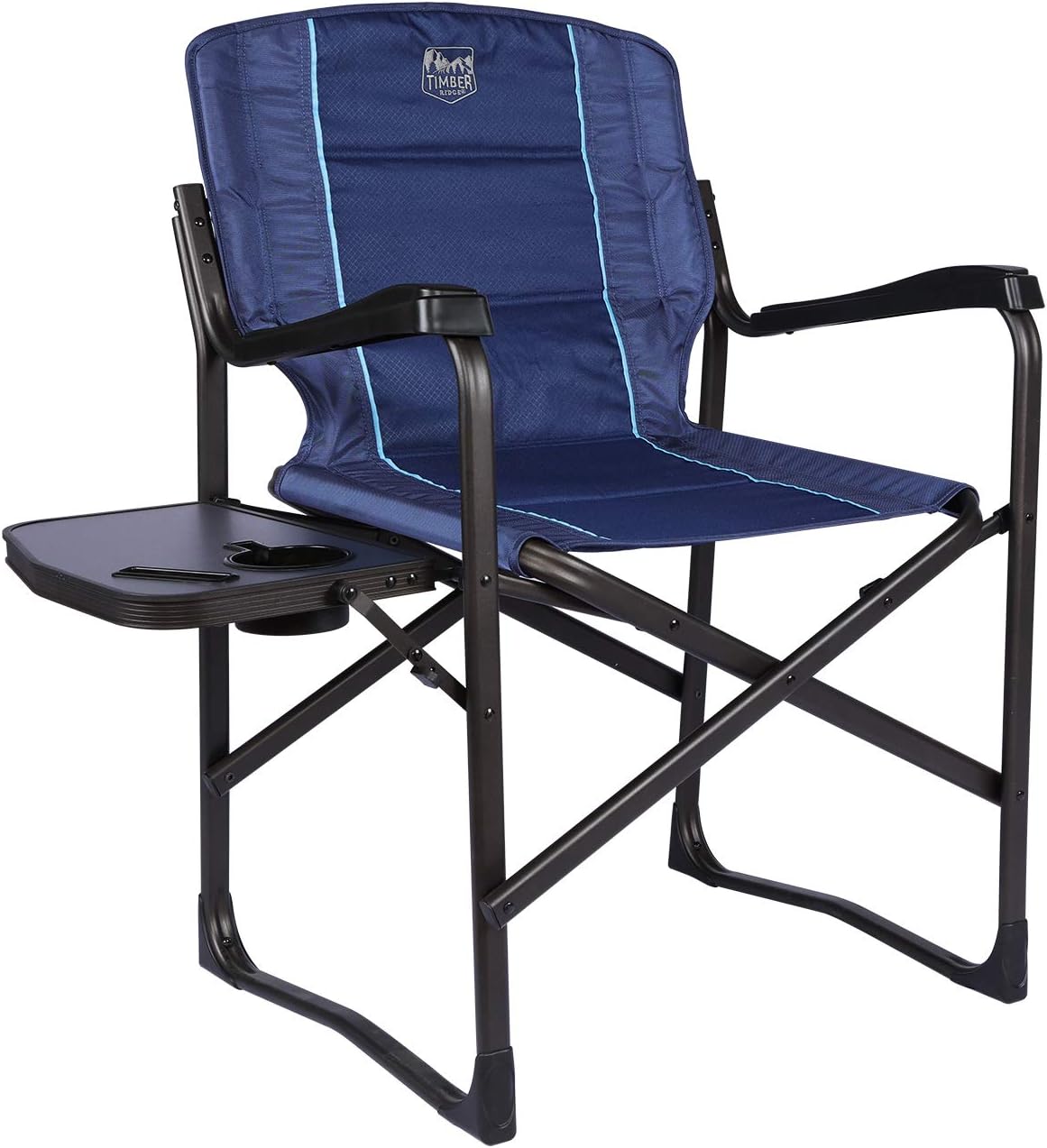 TIMBER RIDGE Portable Directors Camping Chair with Swivel Back, Side Table and Heavy-Duty 350 lb Capacity