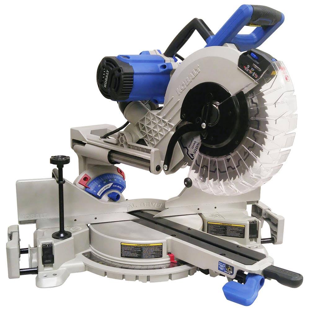 Kobalt 12-Inch Sliding Compound Miter Saw with 15-Amp Motor, Dual-Bevel Corded Design