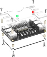 ATX Power Supply Breakout Board with Acrylic Case Kit, 12 USB Ports and 3A Maximum Output, Featuring 3.3V, 5V, 12V, and -12V Outputs