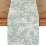 Navy Blue Christmas Table Runner with Snowflake Design by Artoid Mode, 13 x 72 Inches, Winter Holiday Dining and Kitchen Decor