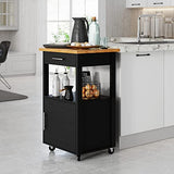 Shintenchi Rolling Kitchen Island Cart with Large Worktop, Cabinet Storage, Drawers, Towel Rack and Wheeled Side-Table Design, White