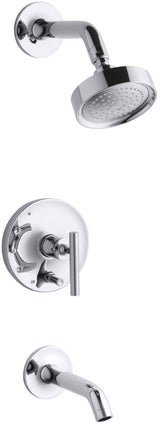 Kohler Purist Rite-Temp Bath and Shower Faucet Trim, Pressure-Balancing, Polished Chrome, K-T14420-4E-CP; Valve Not Included