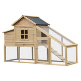PawHut White Wooden Chicken Coop with Nesting Box and Run, 69×22 Inches