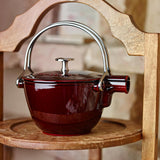 Staub 1-Quart Round Cast Iron Tea Kettle, Basil Green, Made in France