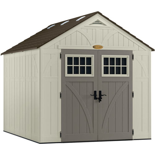 Suncast 8 x 10 ft. Outdoor Storage Shed with Metal and Resin Construction, Vanilla Finish
