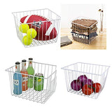 3-Piece Pearl White Freezer Basket Set with Handles, Wire Storage Organizers for Chest and Upright Freezers, Refrigerator Divider Containers