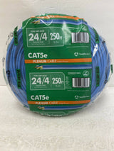 Southwire 250 ft. Blue Cat5e Data Cable, 24/4 Solid Copper with CMP Plenum-Rated Jacket