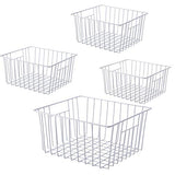 3-Piece Pearl White Freezer Basket Set with Handles, Wire Storage Organizers for Chest and Upright Freezers, Refrigerator Divider Containers