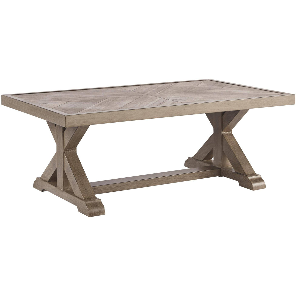 Outdoor Beachcroft Rectangular Cocktail Table by Ashley, Beige Finish