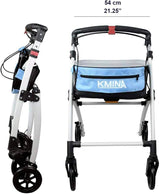KMINA PRO Lightweight Folding Rollator for Seniors, Narrow 4-Wheel Indoor Walker in Black