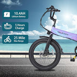 Folding 20′′ x 3.0 Fat-Tire Electric Bike for Adults with 374.4Wh Battery, 20MPH Cargo E-Bike, LCD Color Display and 6-Speed Gears, Fits Riders 50+