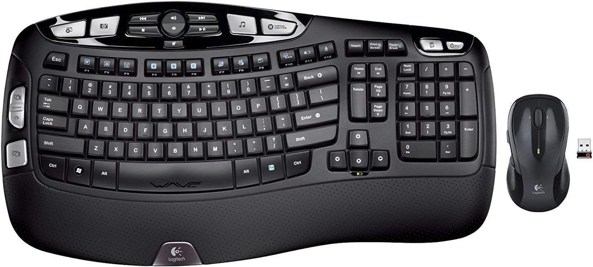 Logitech MK550 Wireless Keyboard and Mouse Combo with K350 Wave Keyboard, Ergonomic Design and Long Battery Life