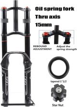 ZHUOYA Hydraulic Bicycle Suspension Fork with 130mm Travel, Magnesium Alloy Double Shoulder, Disc Brake Compatible with 26/27.5/29-Inch Bikes, Black