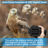 4K HD Camcorder with 48MP, 60FPS, 30X Digital Zoom, Auto Focus and LED Function, 4500mAh Battery, Handheld Stabilizer, Remote, Microphone and 64G SD Card