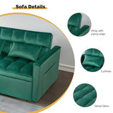 Convertible 3-in-1 Sleeper Sofa Bed with Pullout Bed and Side Pocket, Black Futon Loveseat for Living Room, Bedroom or Small Spaces