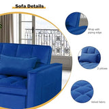 Convertible 3-in-1 Sleeper Sofa Bed with Pullout Bed and Side Pocket, Black Futon Loveseat for Living Room, Bedroom or Small Spaces