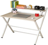 Space-Saving Folding Computer Desk with Storage Shelf, Multipurpose Home Office Work Table