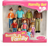 Sweet Lil Family Dollhouse People, Set of 9 Figures Featuring Grandpa, Grandma, Mom, Dad, Sister, Brother, Toddler, Twin Boy and Girl