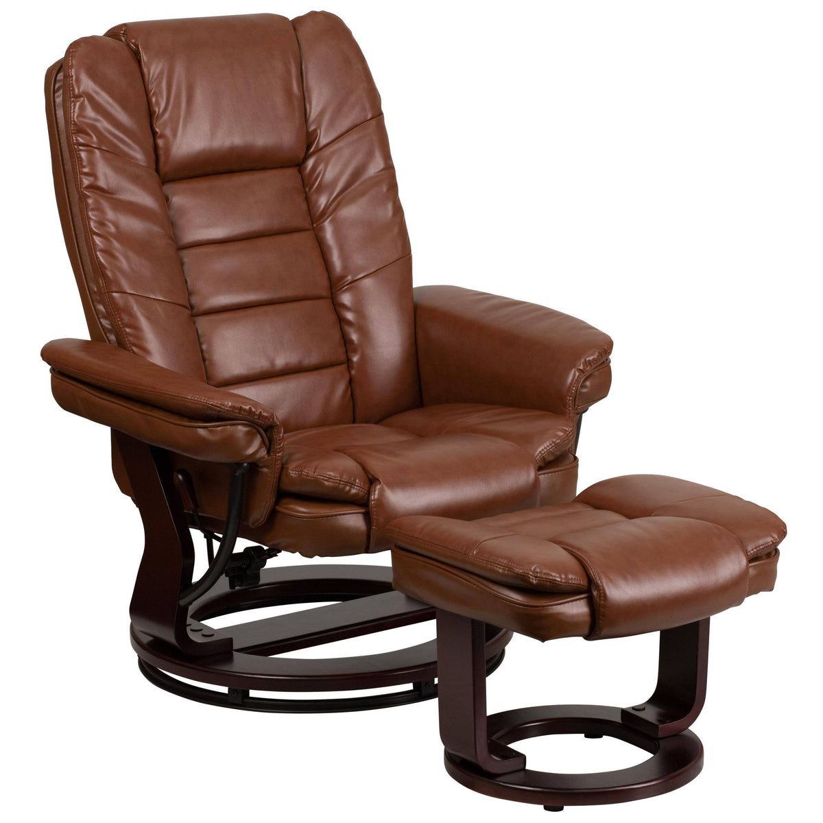 Flash Furniture Contemporary Leather Swivel Recliner with Matching Ottoman, Vintage Brown