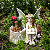Hand-Painted Resin Fairy Planter Figurine, 11.2-Inch Girl Flower Pot for Succulents and Outdoor Patio, Lawn or Yard Decor