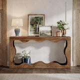 Tribesigns 63-Inch Farmhouse Console Table in Brown, Featuring Storage for Entryways, Hallways, Living Rooms, or Behind the Sofa
