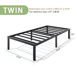 14-Inch Full Platform Bed Frame, Heavy-Duty Metal Mattress Foundation with Underbed Storage, No Box Spring Required, Easy Assembly and Noise-Free Support