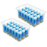 3-Piece Pearl White Freezer Basket Set with Handles, Wire Storage Organizers for Chest and Upright Freezers, Refrigerator Divider Containers
